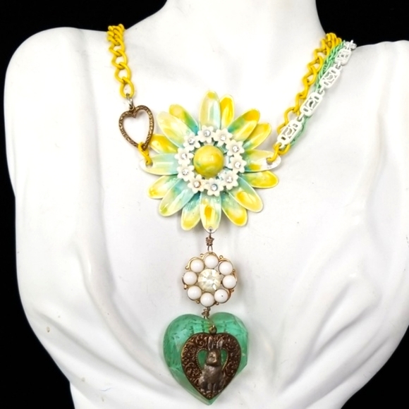 Repurposed Assemblage Vintage Necklace - Picture 2 of 10